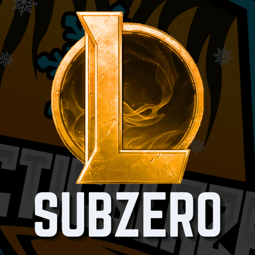 orange themed league of legends logo with the text "subzero" underneath