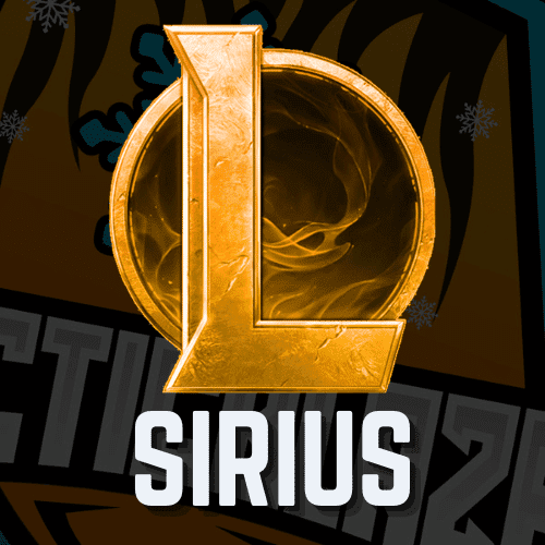 orange themed league of legends logo with the text "sirius" underneath